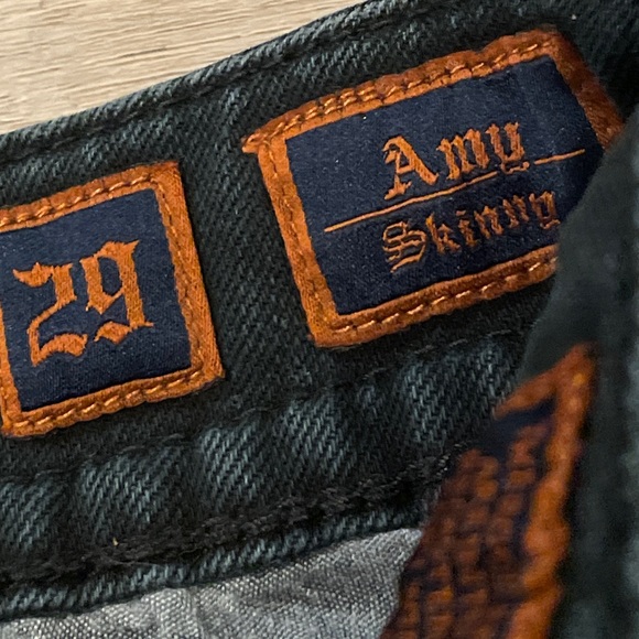 ROCK REVIVAL BLACK AMY SKINNY EMBELLISHED DISTRESSED DENIM POCKETS JEANS SIZE 29 - Picture 9 of 10